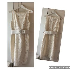 Zara Cream Eyelet Sleeveless Sheath Dress